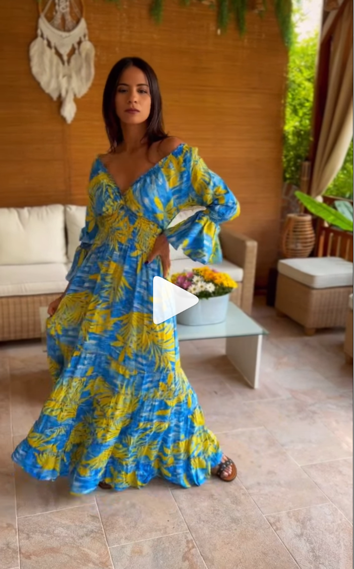 Vestido bohemio estampado tropical